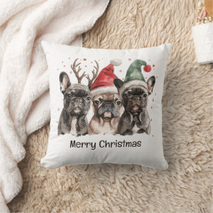 Vrolijk Kerstfeest Franse Bulldog Rendieren Honden Kussen