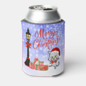 Vrolijk kerstfeest | Funny Cat in Santa Hat Blikjeskoeler (Blikje Achterkant)