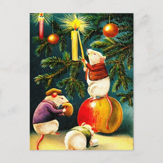 Vrolijk kerstfeest.  Funny Mice Briefkaart (Voorkant)