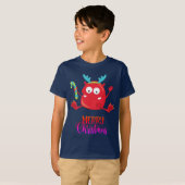 Vrolijk kerstfeest | Funny Red Monster T-shirt (Voorkant volledig)