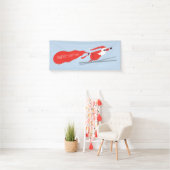 Vrolijk kerstfeest Funny Winter Skiing Santa Spandoek (Insitu)