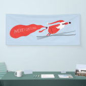Vrolijk kerstfeest Funny Winter Skiing Santa Spandoek (Beurs)