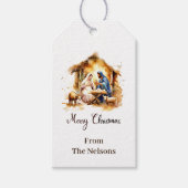 Vrolijk Kerstfeest Geboorte gepersonaliseerd Cadeaulabel (Voorkant)