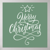 Vrolijk kerstfeest geciteerd wit en groen poster (Voorkant)