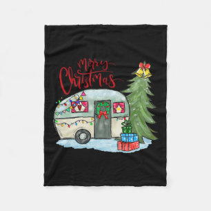 Vrolijk Kerstfeest Gelukkig Camper Fun Camping Lif Fleece Deken