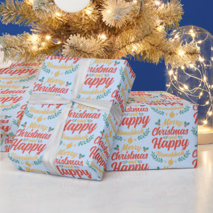 Vrolijk kerstfeest Gelukkig Chanoeka Chrismukkah Cadeaupapier