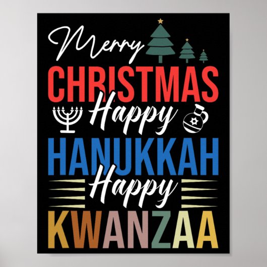 Vrolijk kerstfeest Gelukkig Chanoeka Gelukkig Kwan Poster (Voorkant)