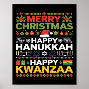 Vrolijk kerstfeest Gelukkig Chanoeka Gelukkig Kwan Poster