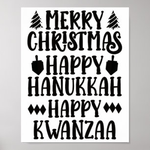 Vrolijk kerstfeest Gelukkig Chanoeka Gelukkig Kwan Poster