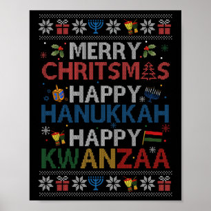 Vrolijk kerstfeest Gelukkig Chanoeka Gelukkig Kwan Poster