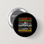 Vrolijk kerstfeest Gelukkig Chanoeka Gelukkig Kwan Ronde Button 5,7 Cm (Voorkant /achterkant)