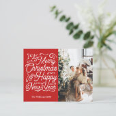 Vrolijk Kerstfeest & Gelukkig Nieuwjaar| Eén foto| Briefkaart (Staand voorkant)