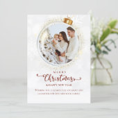 Vrolijk kerstfeest & gelukkig nieuwjaar foto feestdagenkaart (Staand voorkant)