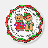 Vrolijk kerstfeest | Gelukkig nieuwjaar | Gingerbr Magneet (Voorkant)