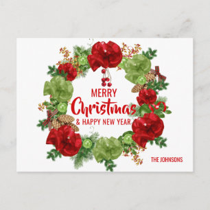 Vrolijk Kerstfeest Gelukkig Nieuwjaar Krans Wit Feestdagenkaart