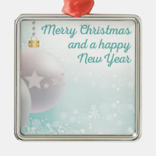 Vrolijk kerstfeest, gelukkig nieuwjaar metalen ornament
