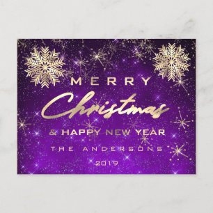 Vrolijk Kerstfeest Gelukkig Nieuwjaar Sneeuw Goud Briefkaart