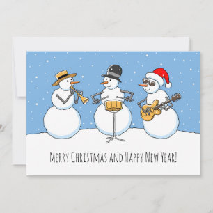 Vrolijk Kerstfeest Gelukkig Nieuwjaar Snowman Jazz Feestdagenkaart
