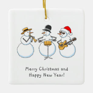 Vrolijk Kerstfeest Gelukkig Nieuwjaar Snowman Jazz Keramisch Ornament
