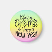 Vrolijk Kerstfeest Gelukkig Nieuwjaar T-shirt Magneet (Voorkant)