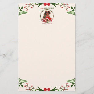 Vrolijk Kerstfeest & Gelukkig Nieuwjaar Zwart Meis Briefpapier