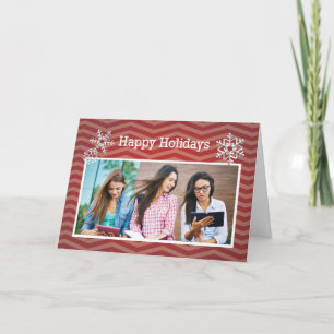 Vrolijk kerstfeest Gepersonaliseerd Foto Red Chevr Feestdagen Kaart