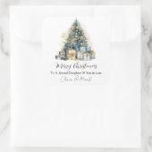 Vrolijk kerstfeest gepersonaliseerd vierkante sticker (Tas)