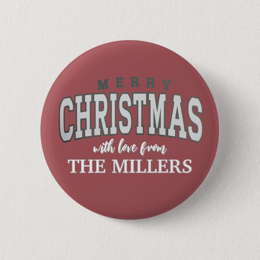 Vrolijk Kerstfeest Gepersonaliseerde Familiefeest Ronde Button 5,7 Cm (Voorkant)