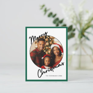 Vrolijk Kerstfeest Gepersonaliseerde Foto Groene V Feestdagenkaart
