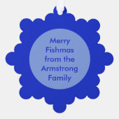 Vrolijk kerstfeest Gevist Penguin Custom Ornament Kaart (Achterkant)