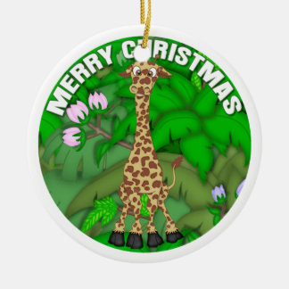 Vrolijk kerstfeest Giraffe Keramisch Ornament