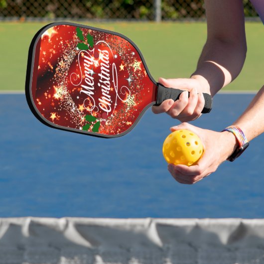 Vrolijk kerstfeest, glans en glans, pickleball paddle (Insitu)