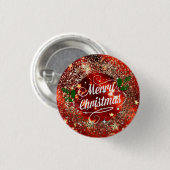Vrolijk kerstfeest, glans en glitter Button (Voorkant /achterkant)