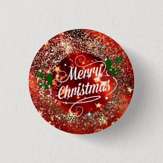 Vrolijk kerstfeest, glans en glitter Button (Voorkant)