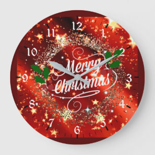 Vrolijk kerstfeest, glans en glitter grote klok