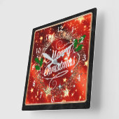 Vrolijk kerstfeest, glans en glitter uiterlijk, gr vierkante klok (Hoek)