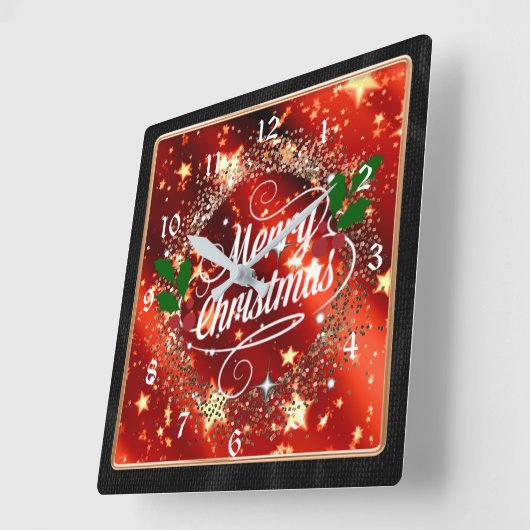Vrolijk kerstfeest, glans en glitter uiterlijk, gr vierkante klok (Hoek)