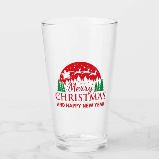 Vrolijk kerstfeest glas (Voorkant)