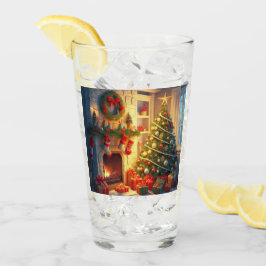 Vrolijk kerstfeest glas