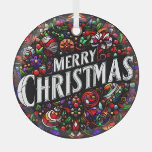 Vrolijk kerstfeest Glas in lood Ornament