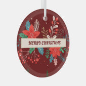 Vrolijk kerstfeest glas ornament (Voorkant Rechts)