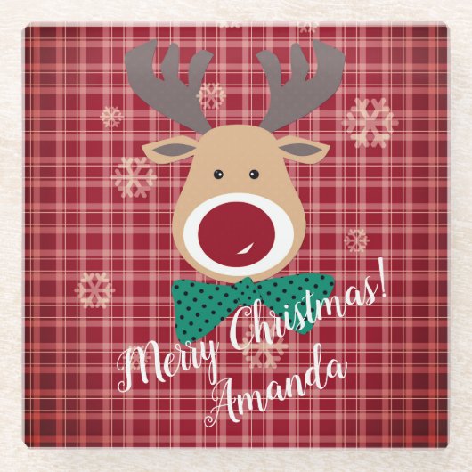 Vrolijk kerstfeest! glazen onderzetter (Voorkant)