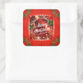 Vrolijk kerstfeest, glinstering en glitter in het vierkante sticker (Tas)