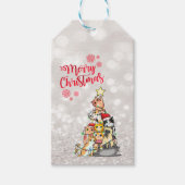 Vrolijk kerstfeest, Glitter Bokeh, Kute Cats Pine Cadeaulabel (Voorkant)