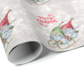 Vrolijk kerstfeest, Glitter Bokeh, Kute Gnomes Sle Cadeaupapier (Rol Hoek)