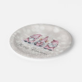 Vrolijk kerstfeest, Glitter Bokeh, Schattigee roze Papieren Bordje (Gekanteld)