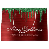 Vrolijk kerstfeest Glitter drukt rood groen glam o Groot Cadeauzakje (Voorkant)