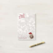 Vrolijk kerstfeest, glittery Bokeh, Cat with Santa Post-it® Notes (Op bureau)