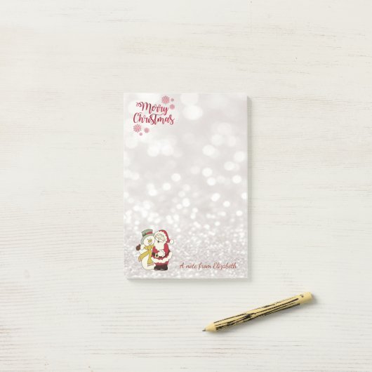 Vrolijk kerstfeest, Glittery Bokeh, Santa Claus, S Post-it® Notes (Op bureau)