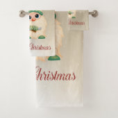 Vrolijk Kerstfeest, Gnome, Pine Tree, Snowflakes Bad Handdoek (Insitu)